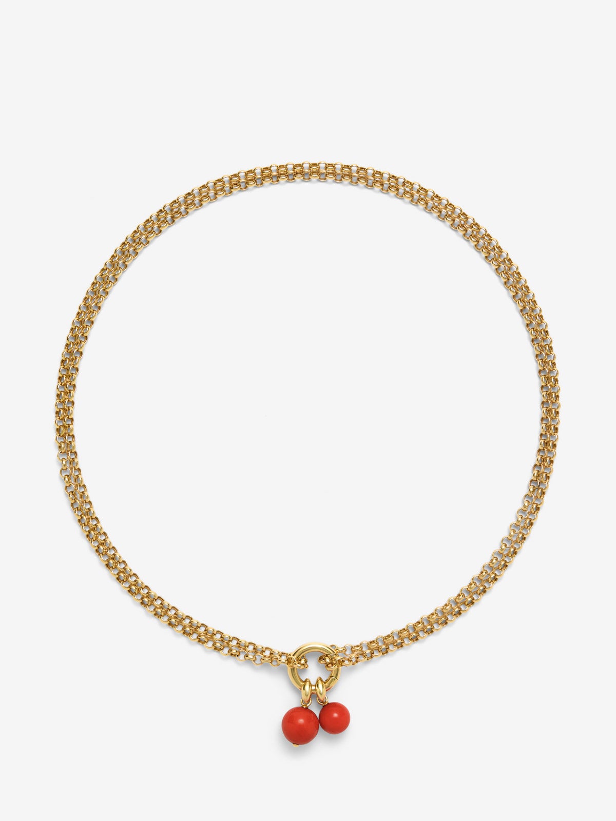 Collar de oro amarillo de 18K con corales de 8 y 10mm