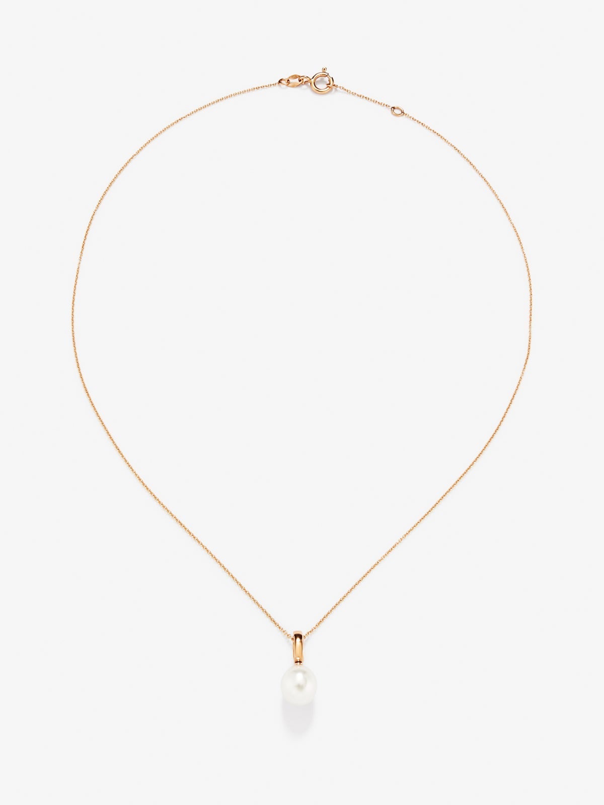 Colgante de cadena de oro rosa de 18k con perla akoya de 8,5 mm
