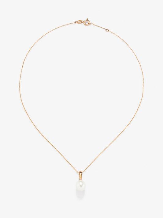 Colgante de cadena de oro rosa de 18k con perla akoya de 8,5 mm