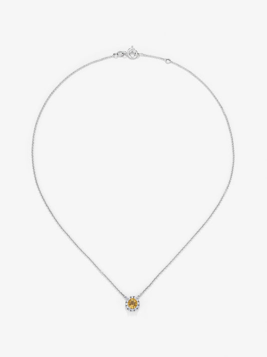 Colgante de oro blanco de 18K con cuarzo citrino 0,57 cts y diamantes 0,14 cts