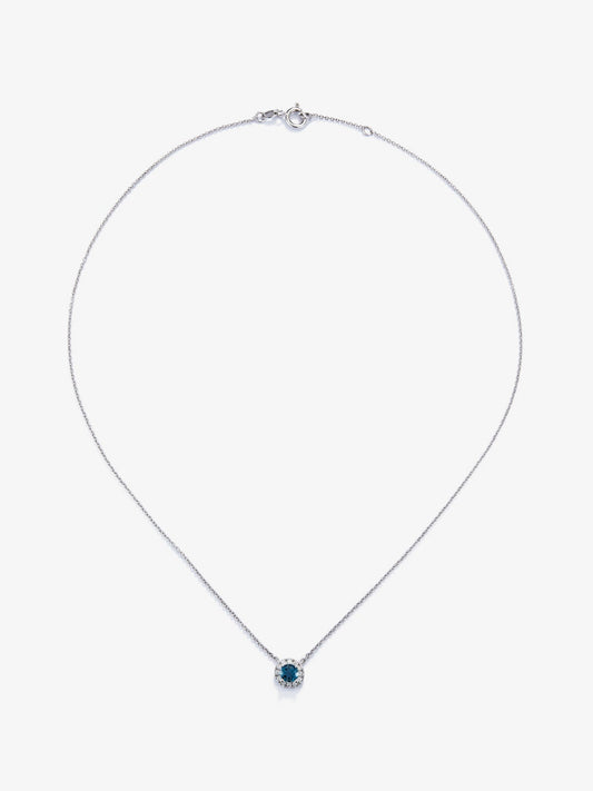 Colgante de oro blanco de 18K con topacio azul london de 0,57 cts y diamantes 0,13 cts