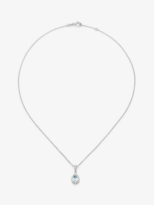 Colgante cadena de oro blanco de 18K con topacio