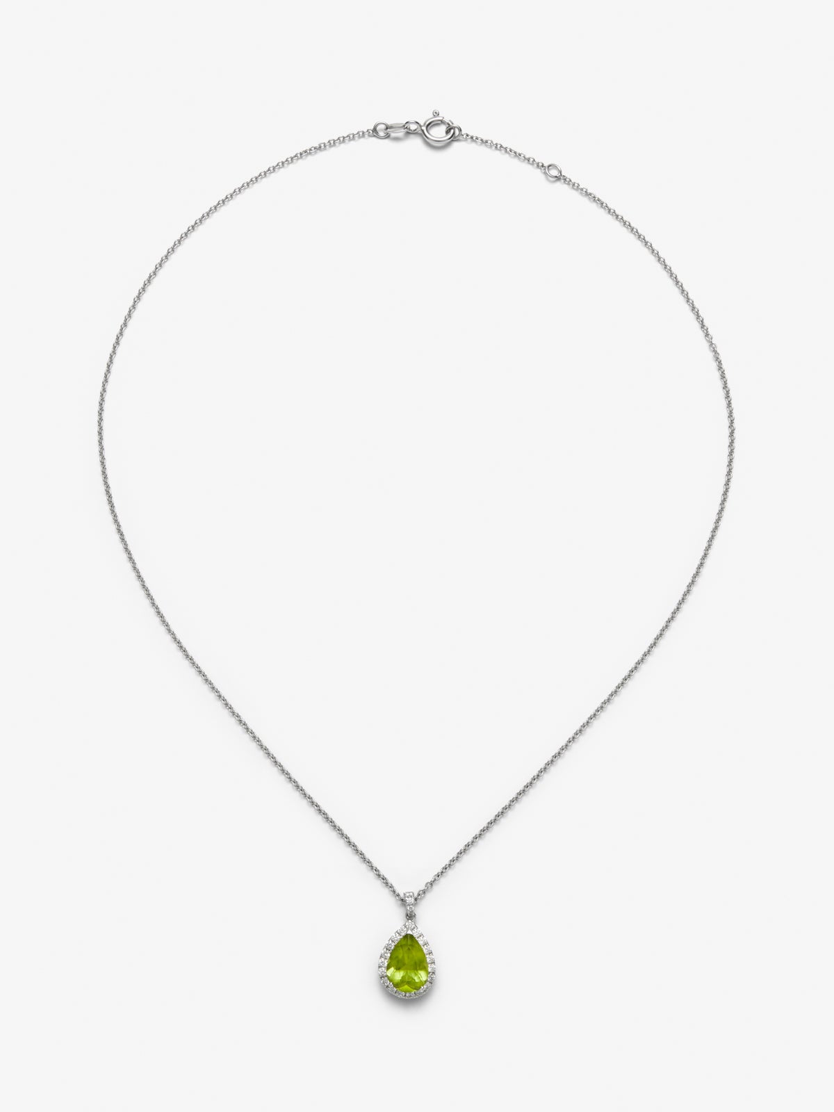 Colgante de oro blanco de 18K con peridoto verde