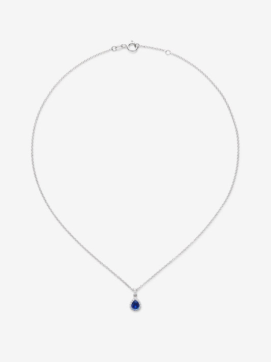 Colgante de oro blanco de 18K con zafiro azul
