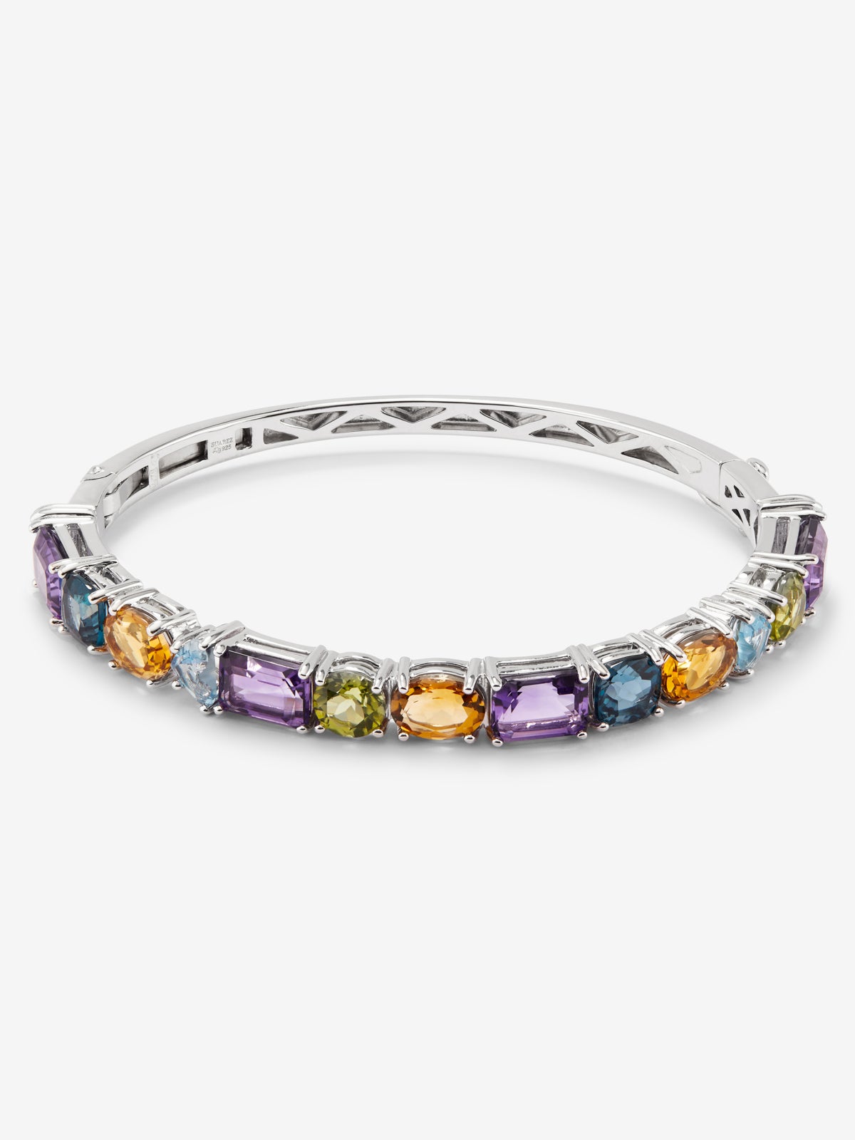 Pulsera rígida de plata 925 con gemas multicolor
