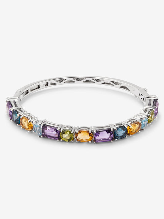 Pulsera rígida de plata 925 con gemas multicolor