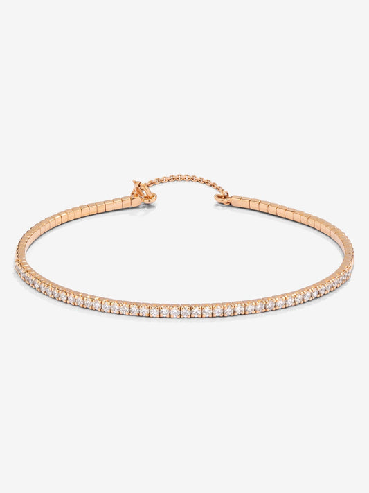 Pulsera rígida de oro rosa de 18K con 42 diamantes blancos en talla brillante con un total de 0,75 cts