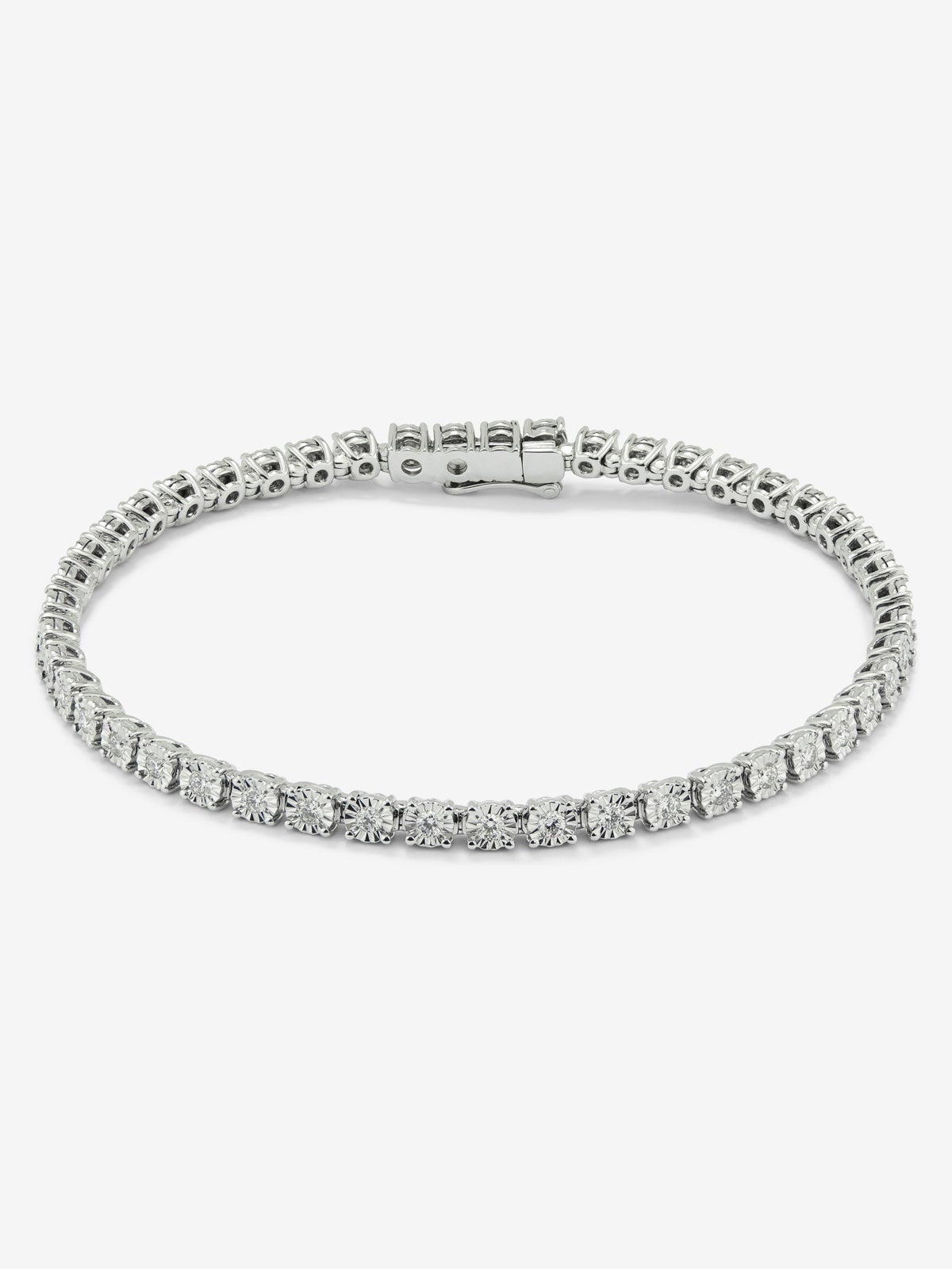 Pulsera rivière de oro blanco de 18K con diamantes en talla brillante de 0,89 cts