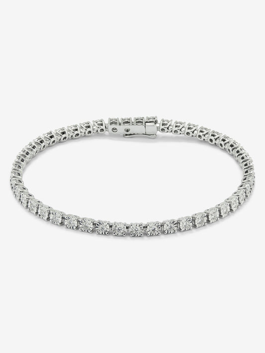 Pulsera rivière de oro blanco de 18K con diamantes en talla brillante de 0,89 cts