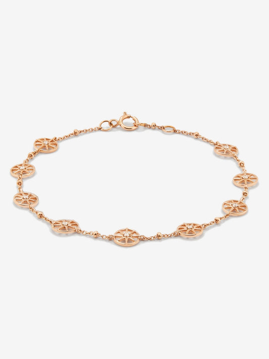 Pulsera cadena con estrellas de oro rosa de 18K con diamantes