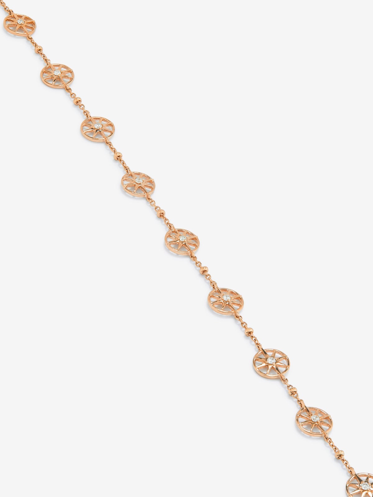 Pulsera cadena con estrellas de oro rosa de 18K con diamantes