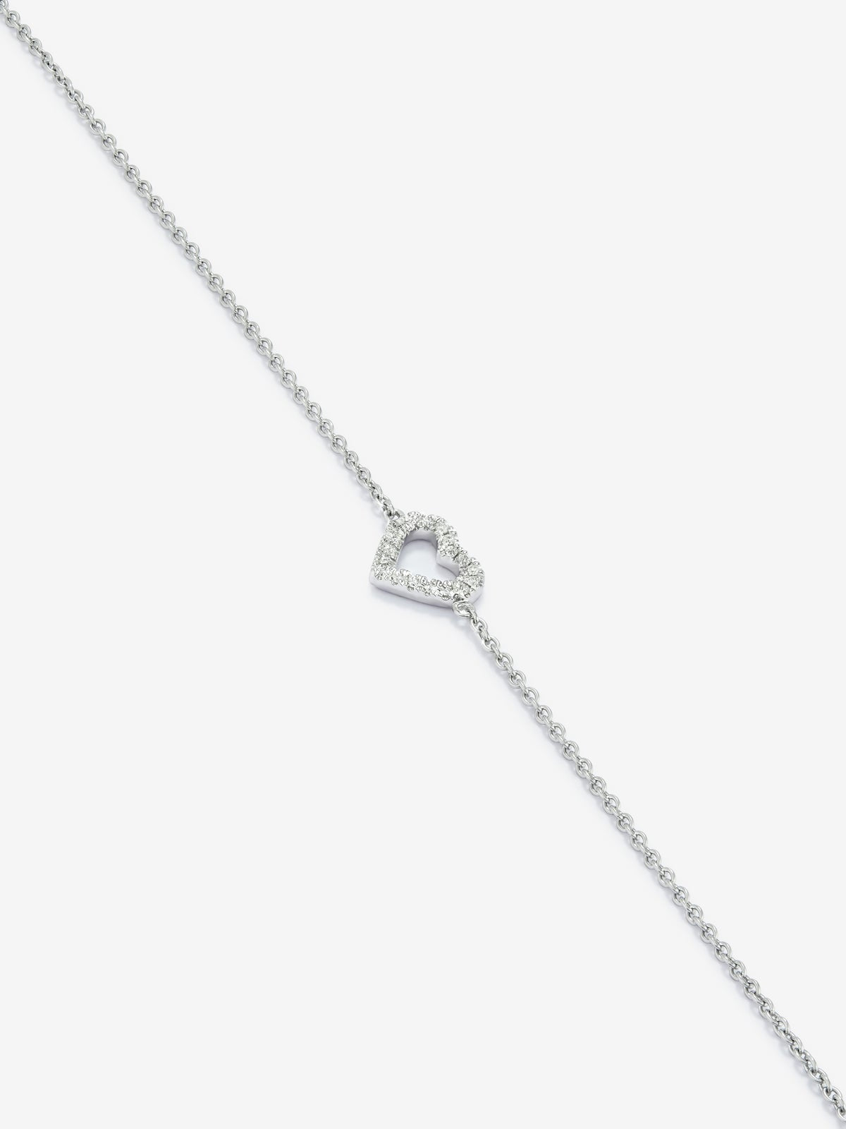 Pulsera cadena corazón de oro blanco de 18K de diamantes