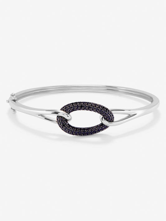 Pulsera rígida de plata 925 con 86 espinelas negras con un total de 1,26 cts