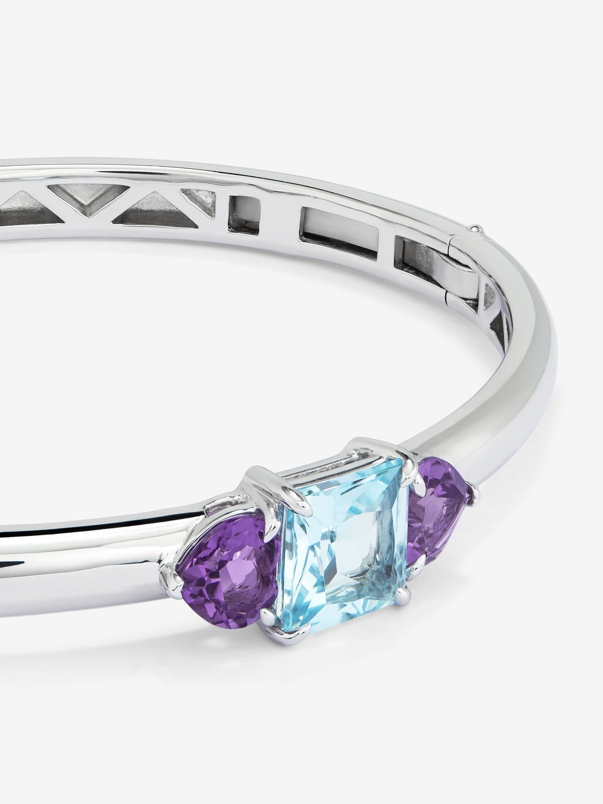Pulsera rígida de plata 925 con topacio y amatistas