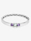 Pulsera de plata 925 con amatista verde en talla cushion de 2,47 cts y amatistas moradas en talla cushion de 1,6 cts