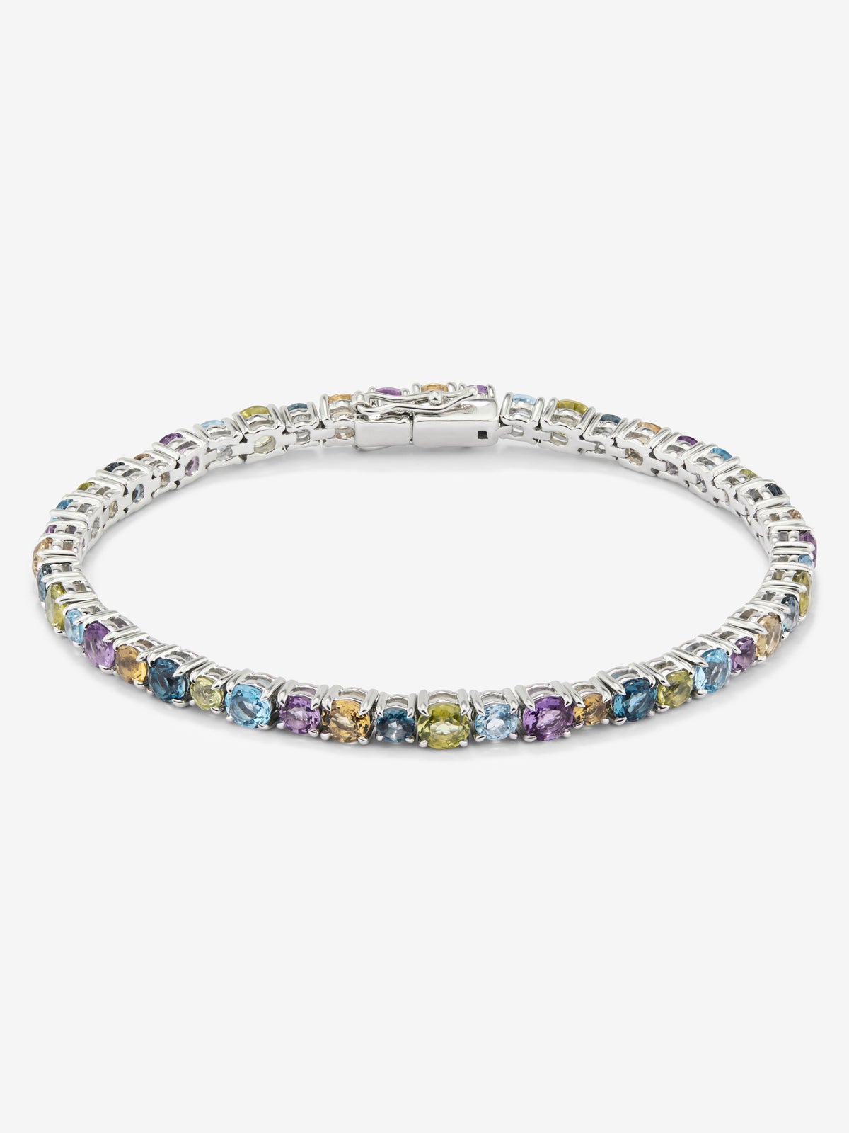 Pulsera riviere de plata 925 con gemas multicolor