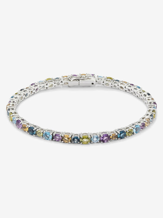Pulsera riviere de plata 925 con gemas multicolor