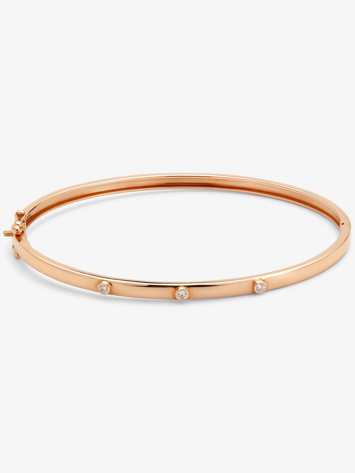 Pulsera rígida de oro rosa de 18K con diamantes en talla brillante de 0,07 cts