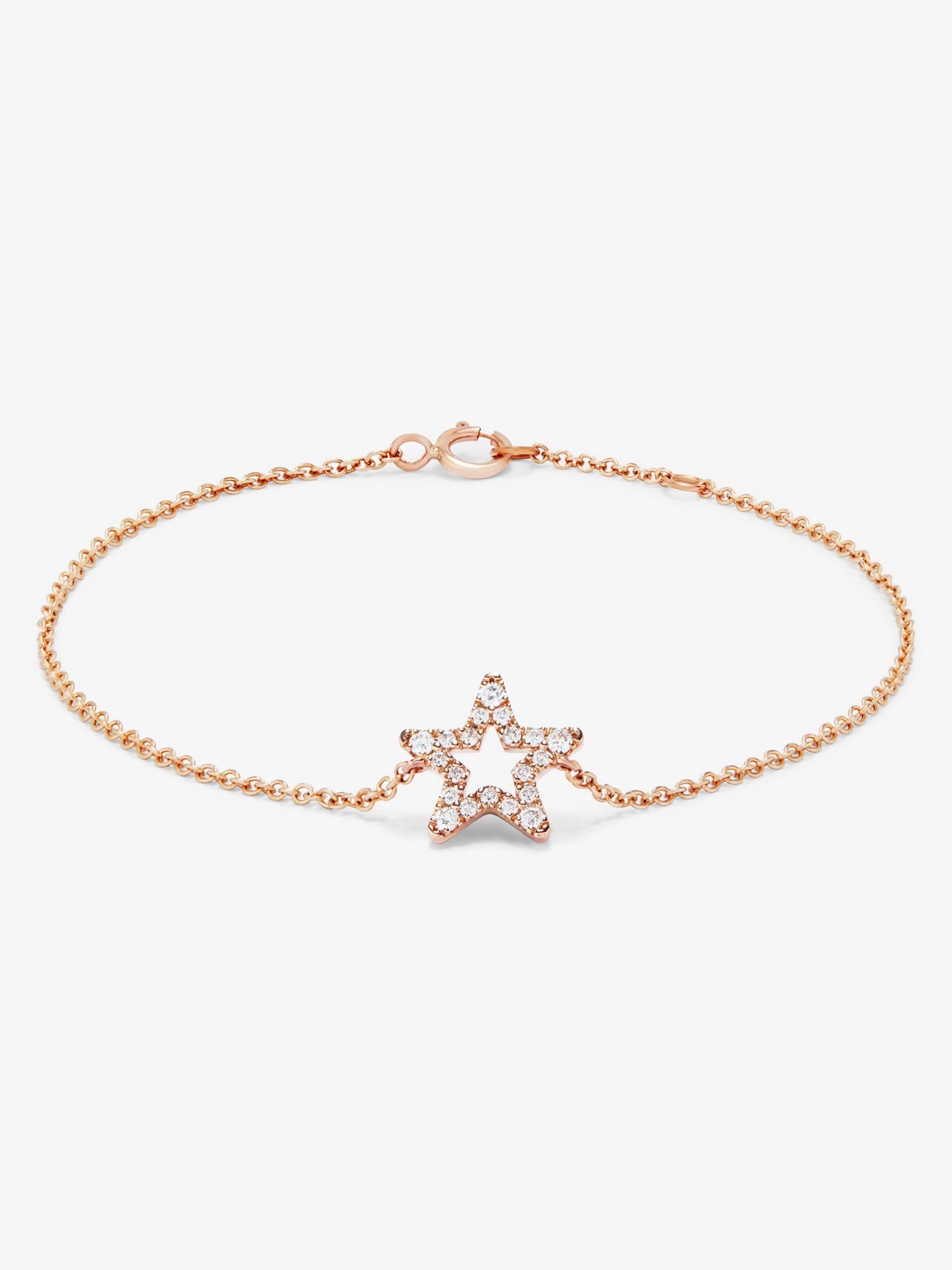 Pulsera cadena con estrella de oro rosa de 18K con diamantes