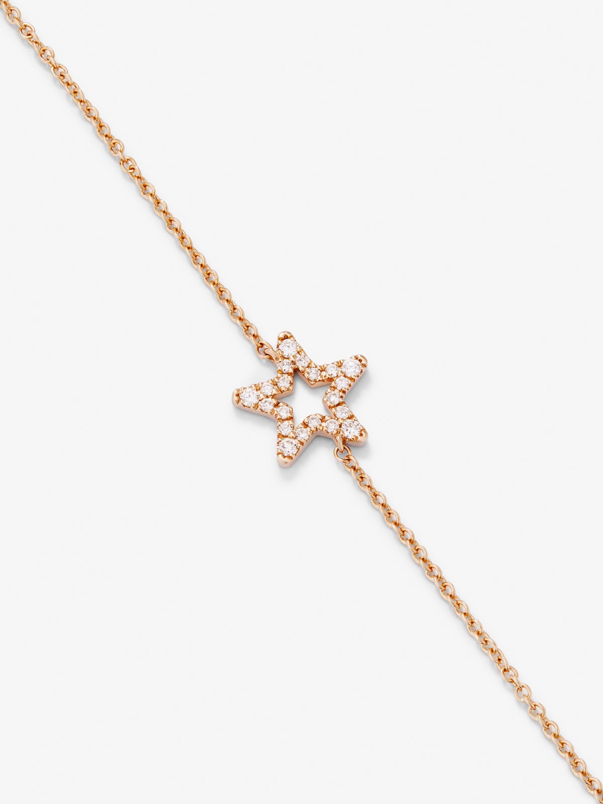 Pulsera cadena con estrella de oro rosa de 18K con diamantes
