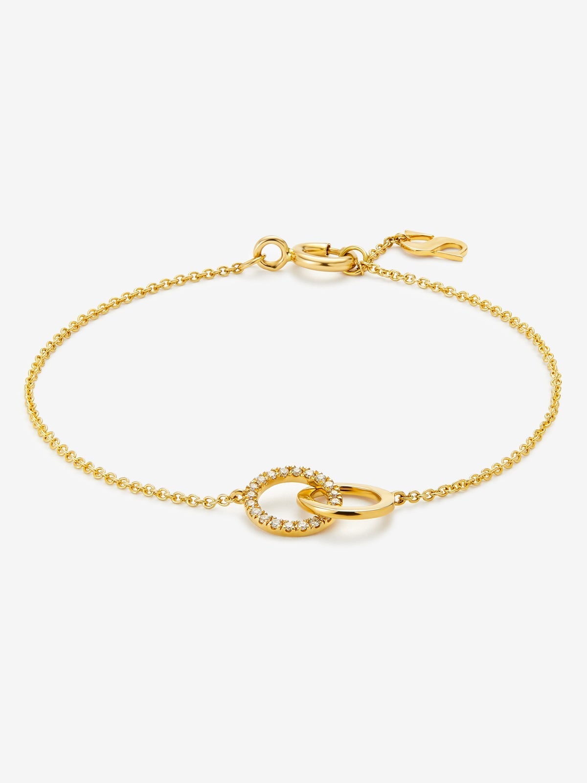 Pulsera cadena de oro amarillo de 18K con pavé de diamantes en talla brillante