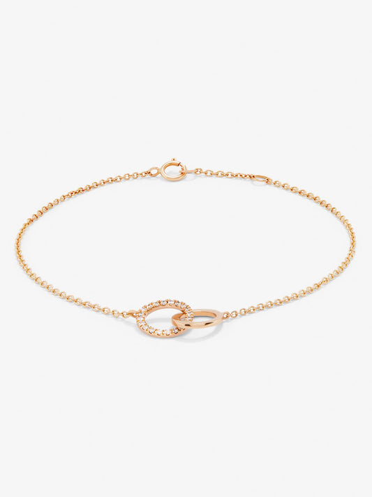 Pulsera cadena con infinito de oro rosa de 18K con diamantes