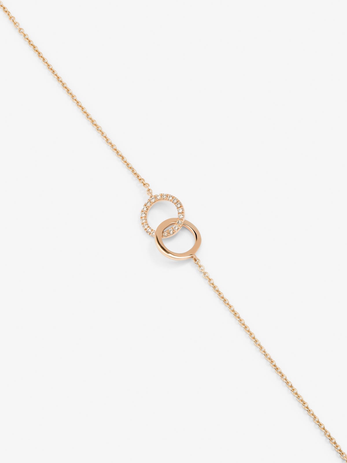 Pulsera cadena con infinito de oro rosa de 18K con diamantes