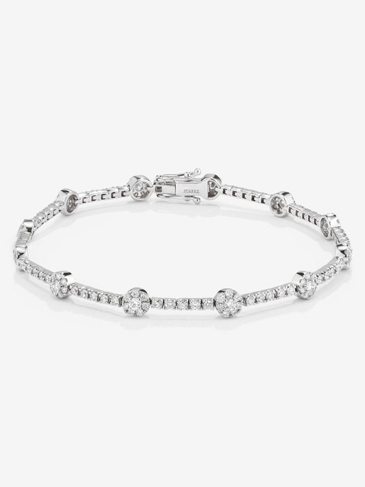 Pulsera rivière de oro blanco de 18K con 155 diamantes en talla brillante con un total de 2,09 cts
