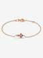 Pulsera cadena cruz de oro rosa de 18K con 7 zafiros multicolor con un total de 0,08 cts