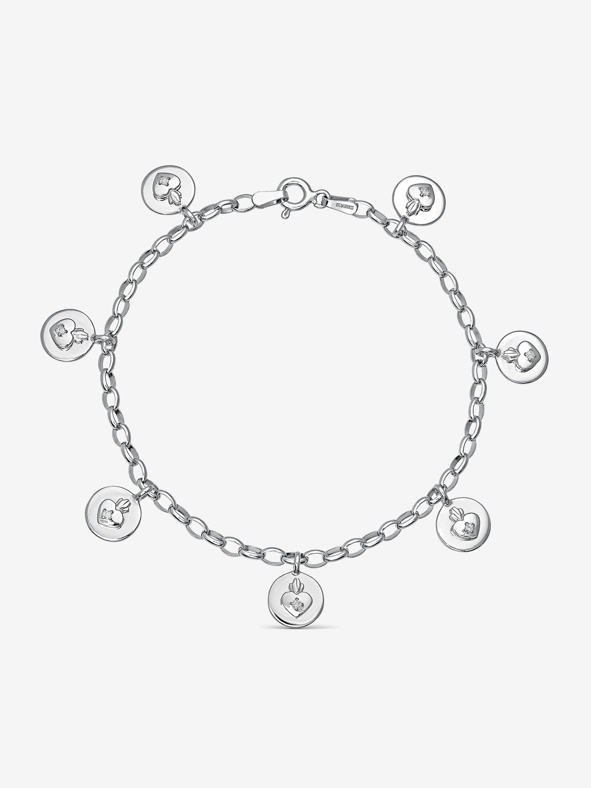 Pulsera de plata 925 con 7 diamantes en talla brillante con un total de 0,05 cts