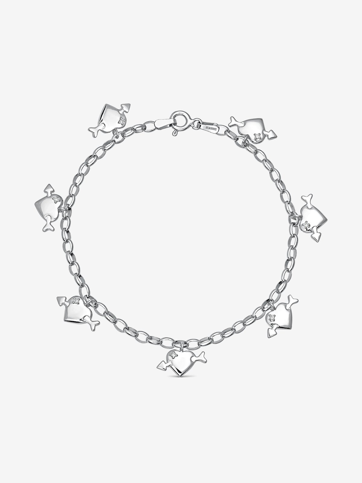 Pulsera de plata 925 con 7 diamantes en talla brillante con un total de 0,05 cts
