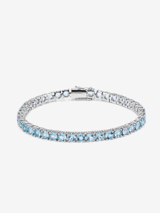 Pulsera riviere de plata 925 con topacios azul swiss en talla brillante con un total de 11,4 cts