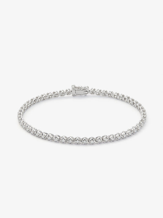 Pulsera rivière de oro blanco de 18K con diamantes en talla brillante de 0,2 cts