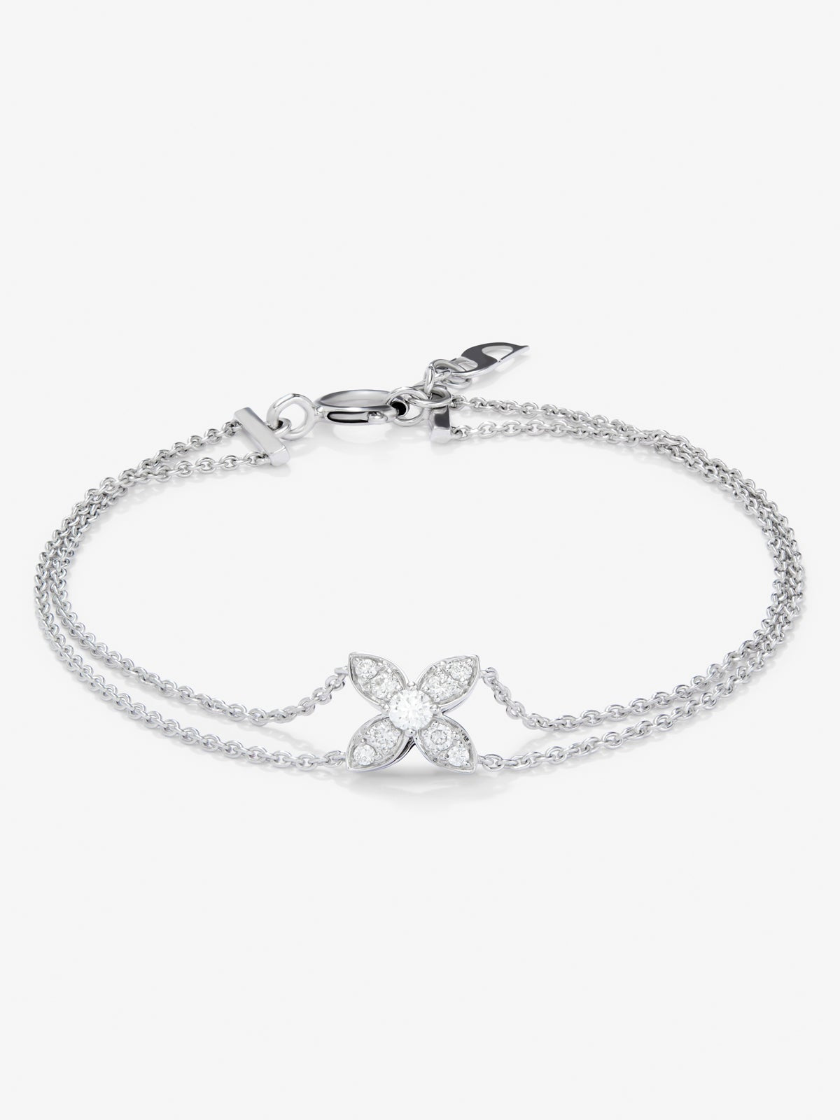 Pulsera de oro blanco de 18K con diamantes blancos en talla brillante de 0,16 cts