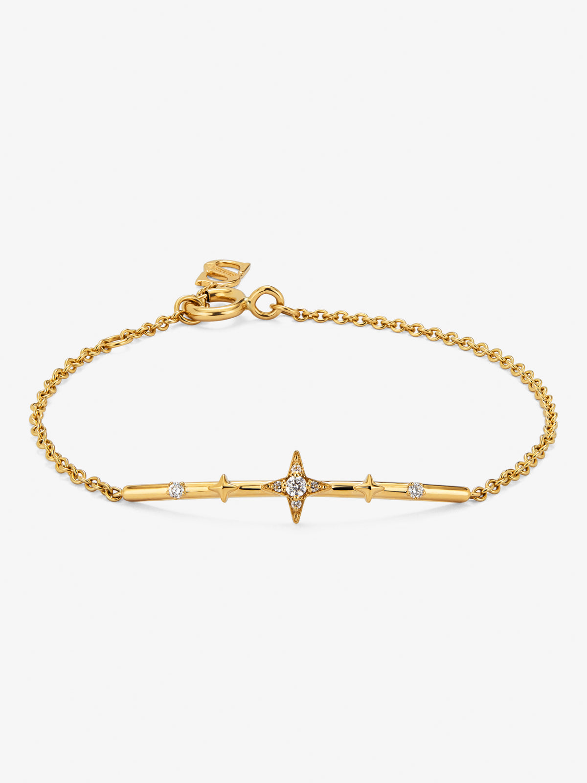 Pulsera de oro amarillo de 18K con 7 diamantes en talla brillante con un total de 0,08 cts