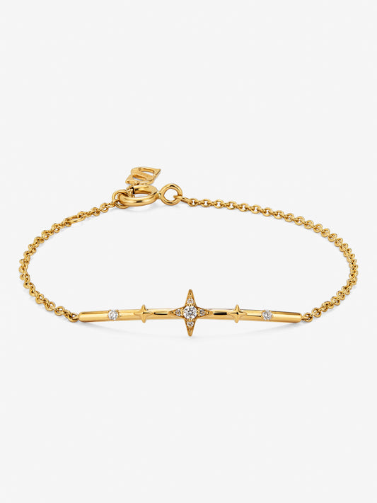 Pulsera de oro amarillo de 18K con 7 diamantes en talla brillante con un total de 0,08 cts