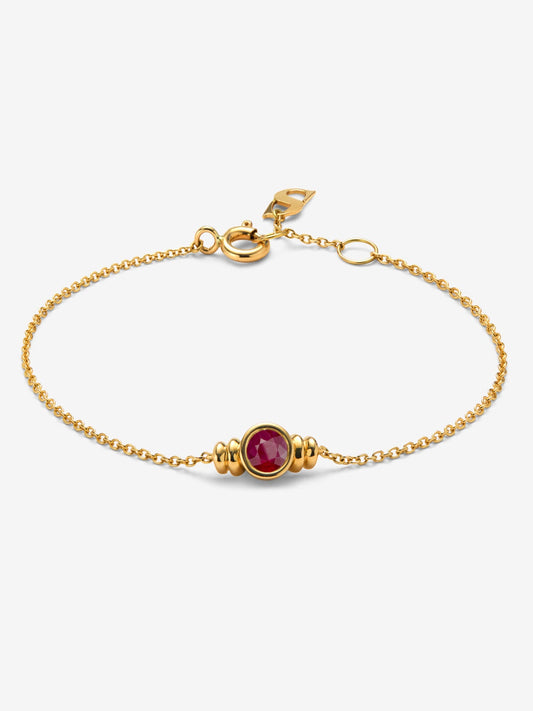 Pulsera de oro amarillo de 18K con rubí en talla brillante de 0,1 cts
