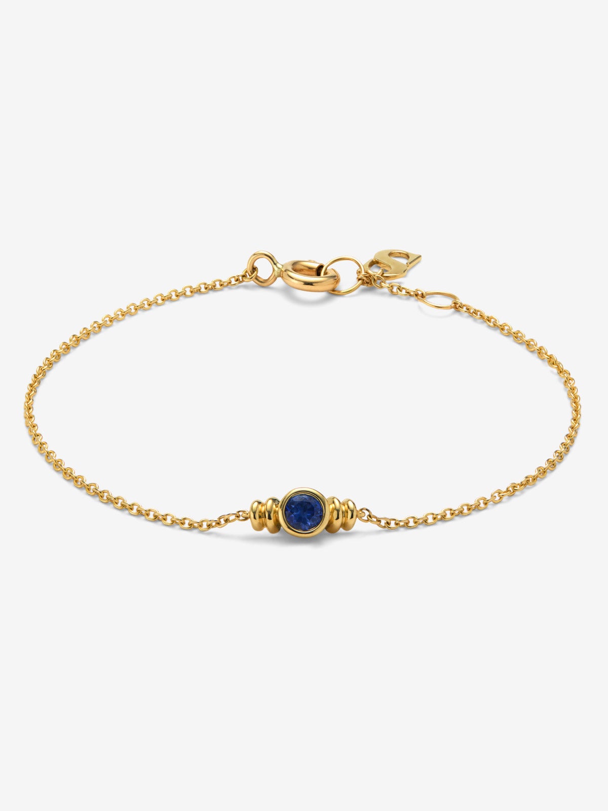 Pulsera de oro amarillo de 18K con zafiro en talla brillante de 0,1 cts