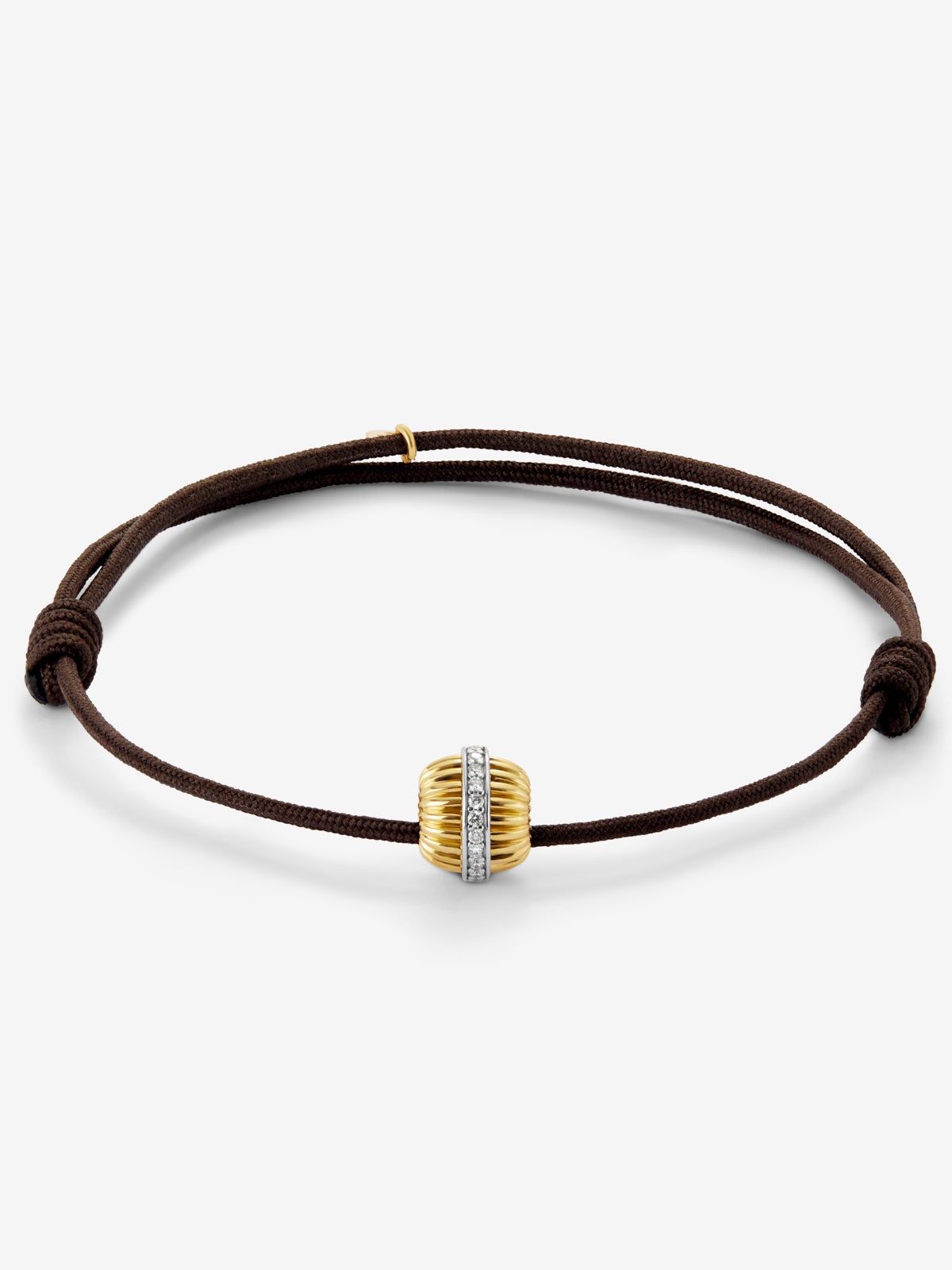 Pulsera gallonada de oro blanco y amarillo de 18K con pavé de diamantes en talla brillante con un total de 0,11 cts