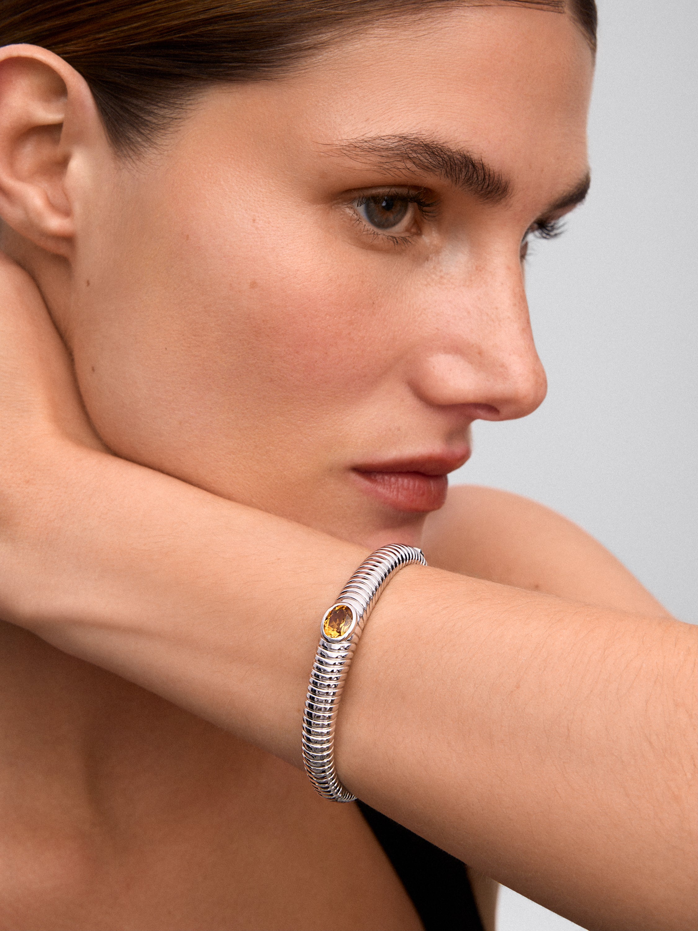 Pulsera de plata 925 con cuarzo citrino
