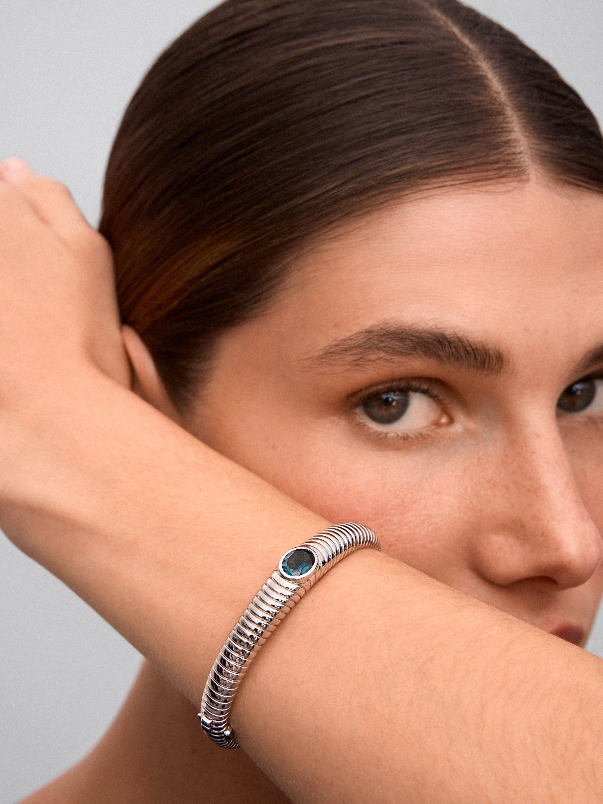 Pulsera de plata 925 con topacio azul London