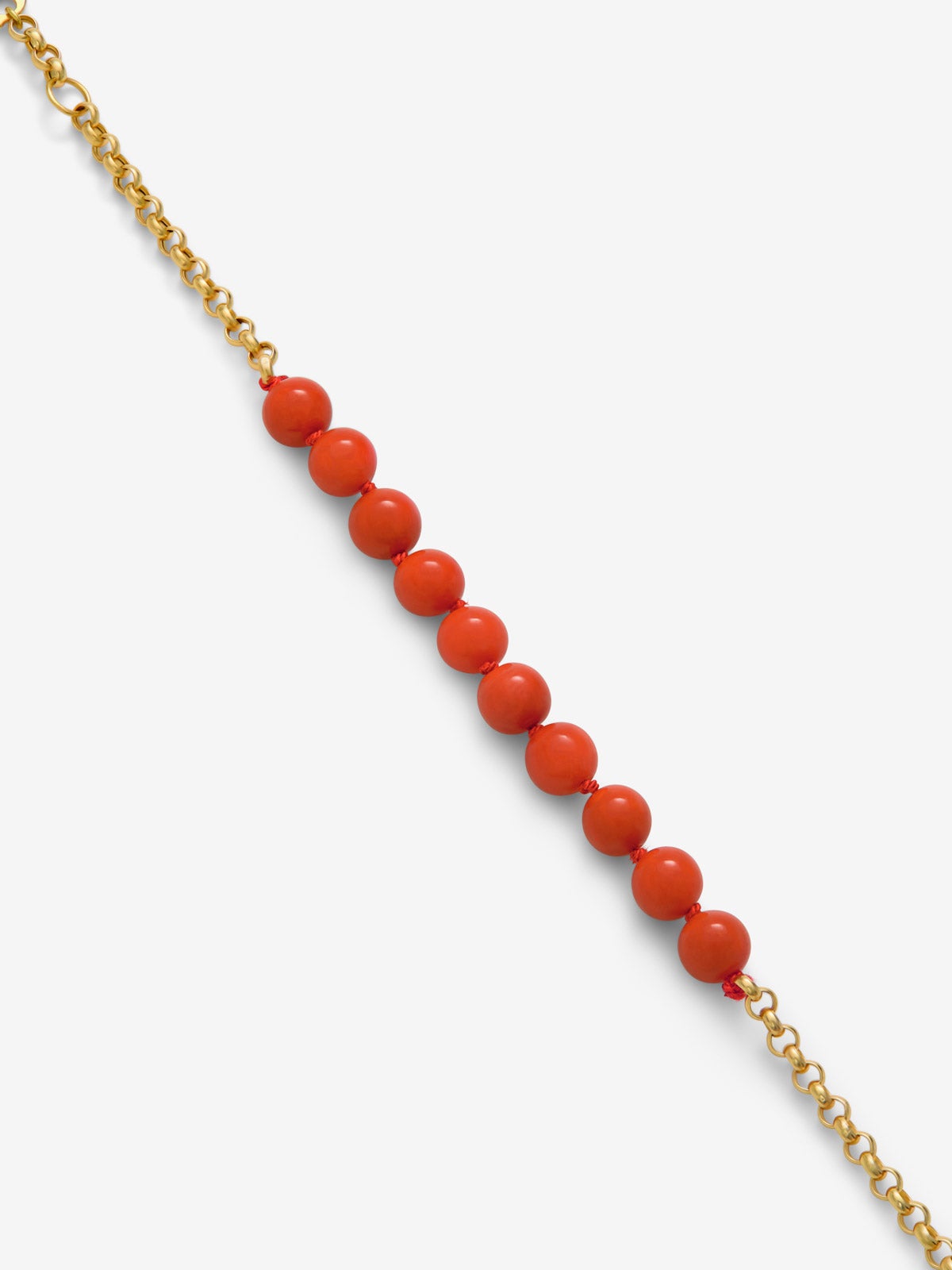 Pulsera de oro amarillo de 18K con corales de 6mm