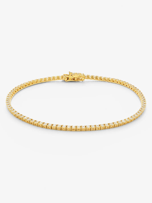 Pulsera rivière de oro amarillo de 18K con diamantes blancos en talla brillante de 1,65 cts