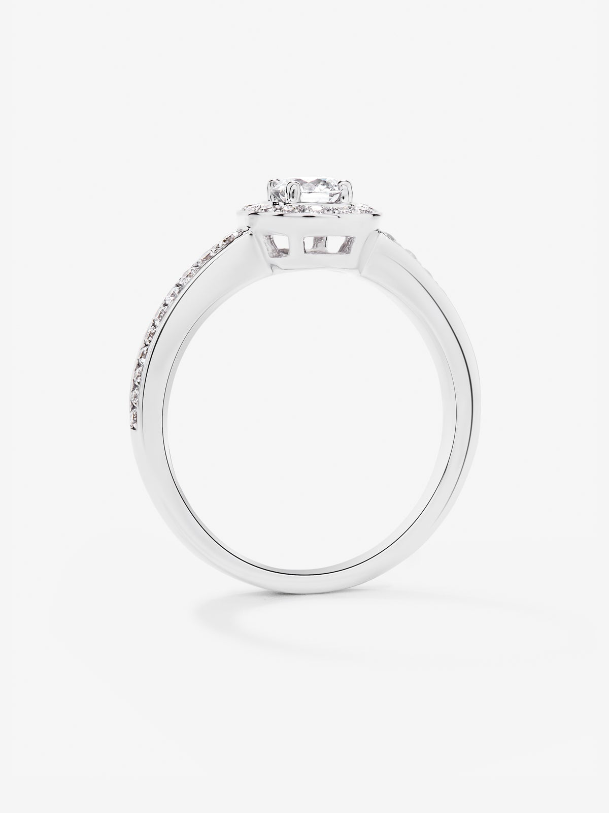 Anillo solitario de compromiso de oro blanco de 18kt con diamante central de 0,30cts