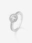 Anillo solitario de compromiso de oro blanco de 18K con diamantes