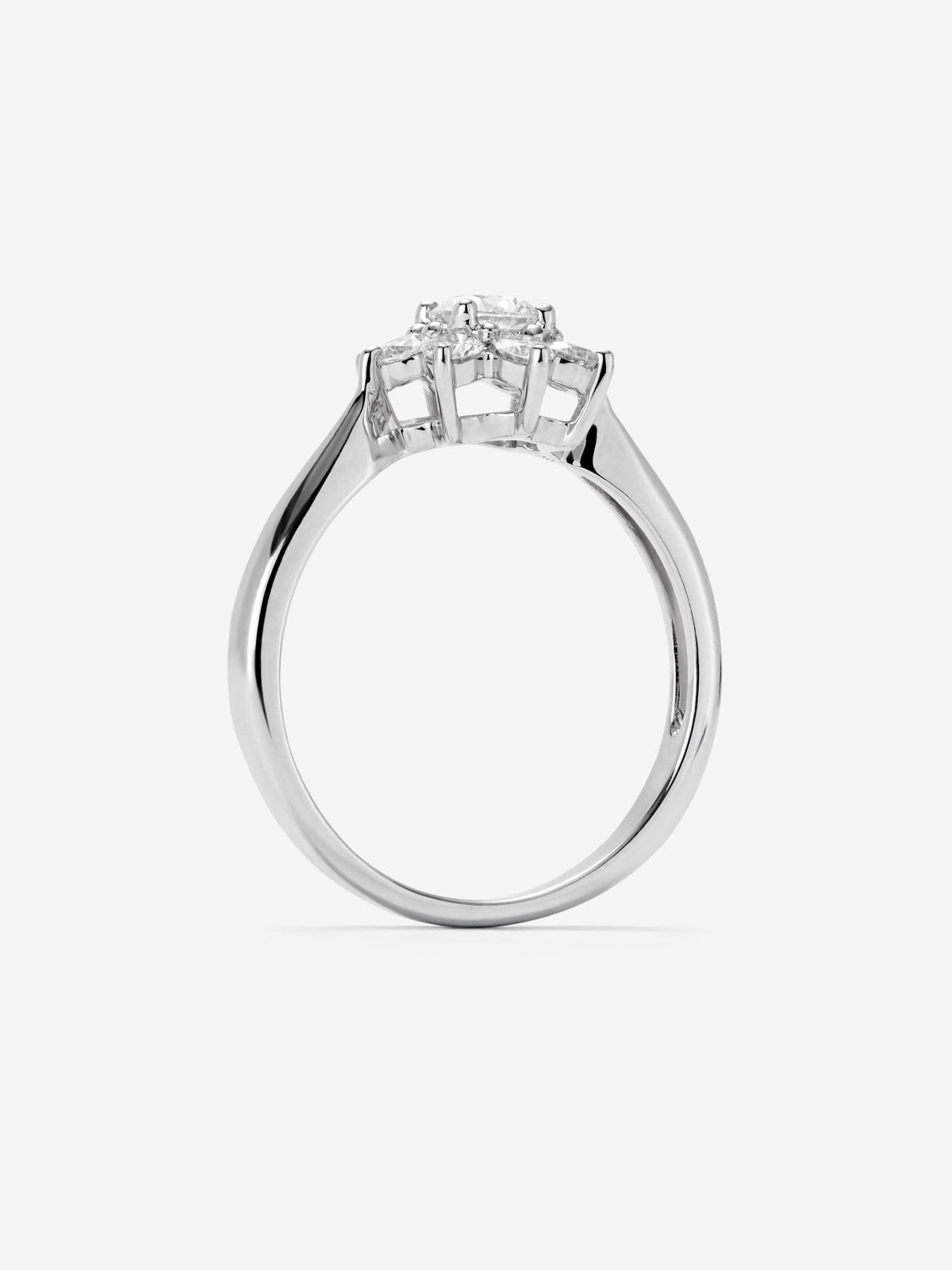 Anillo solitario de compromiso de oro blanco de 18K con diamantes en talla brillante de 0,30cts