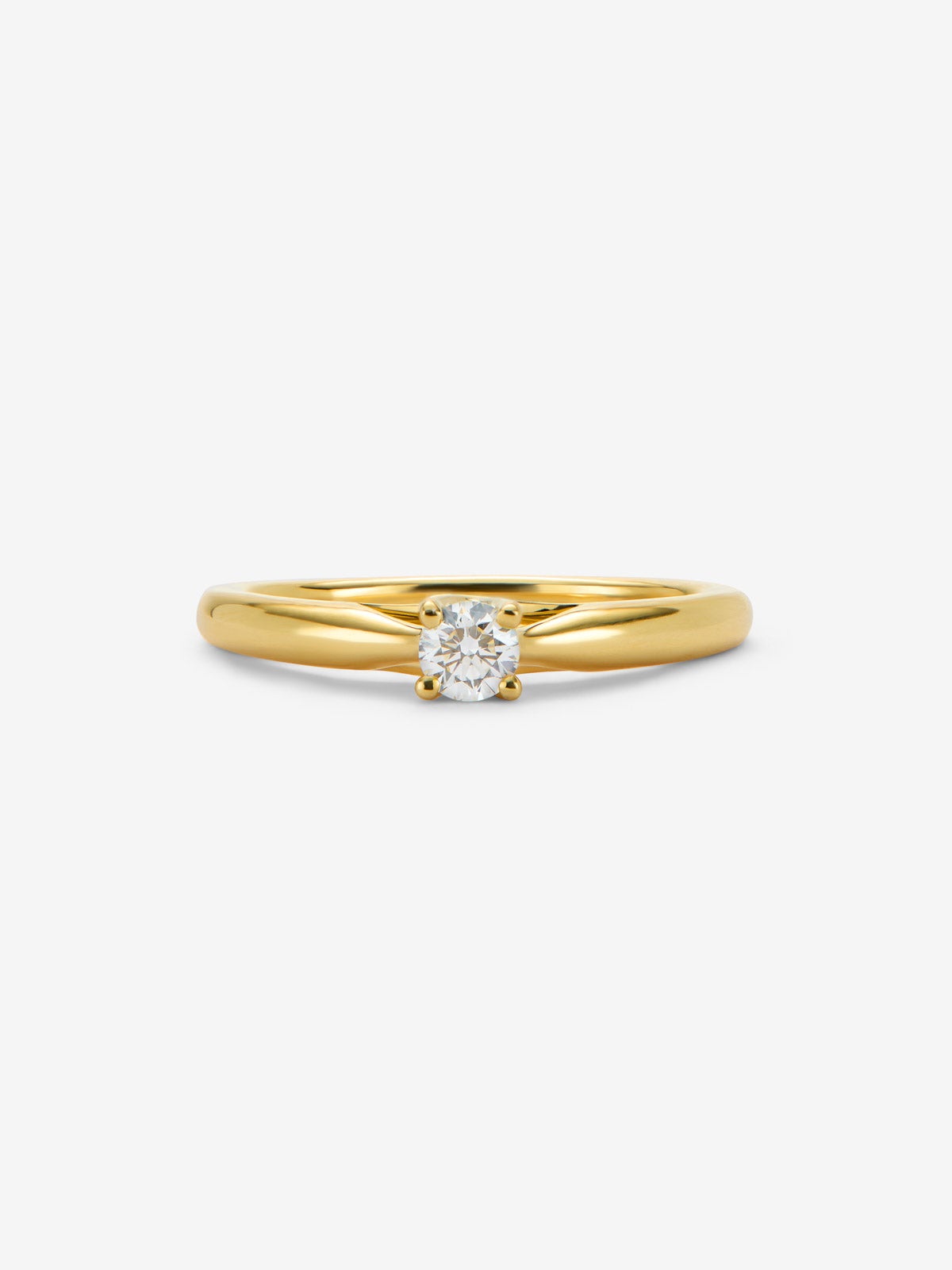 Anillo solitario  de oro amarillo de 18K con diamate en talla brillante de 0,08 cts