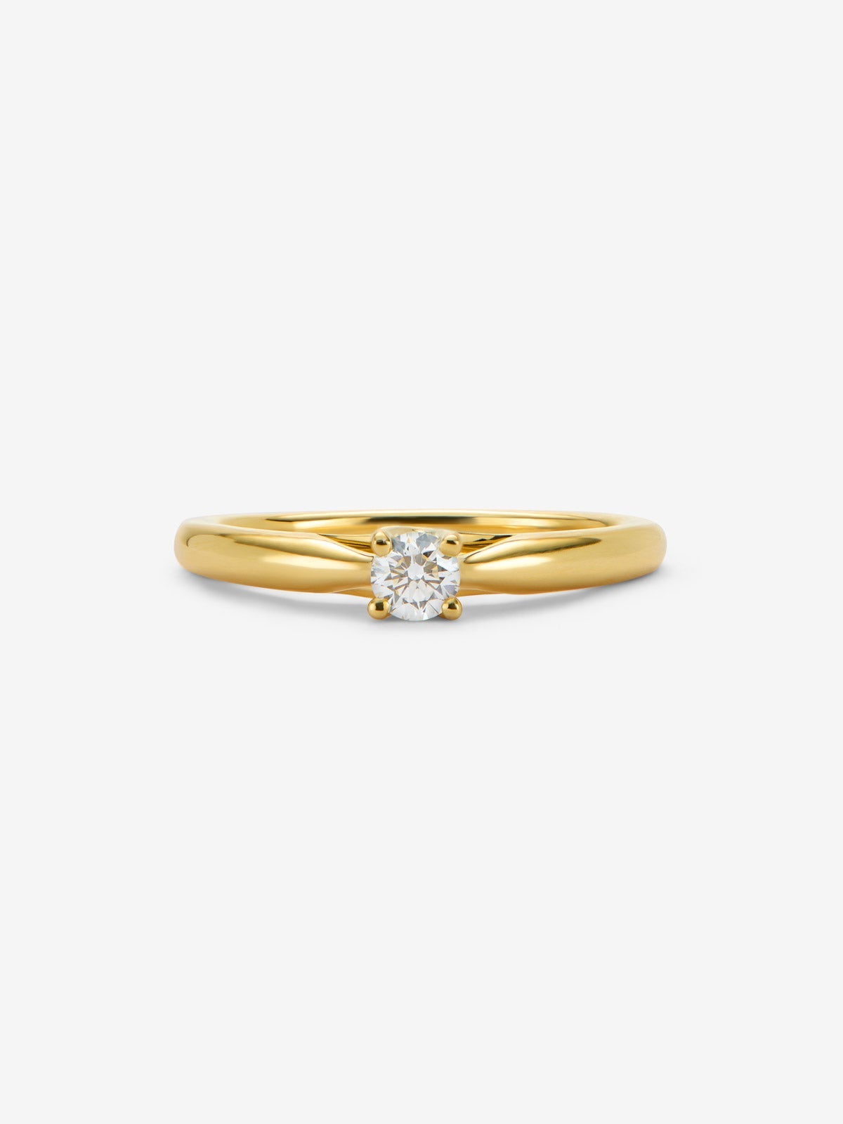 Anillo solitario  de oro amarillo de 18K con diamate en talla brillante de 0,08 cts
