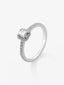 Anillo solitario de compromiso de oro blanco de 18K con diamantes
