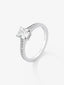 Anillo solitario de compromiso de oro blanco de 18K con diamantes